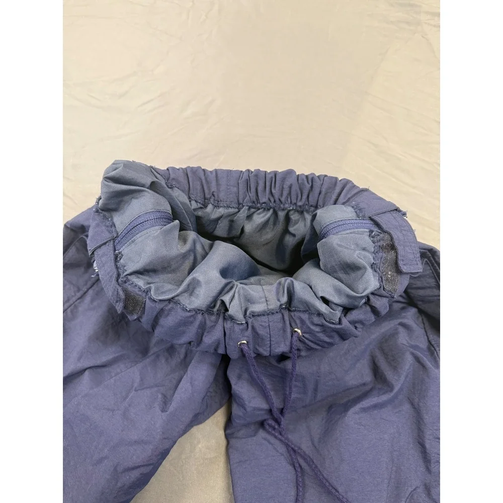 Adidas Mens Vintage Windbreaker Track Pants Navy Blue Full Side‎ Zip Trefoil L